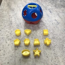 Vintage Tupperware Tuppertoy Shape-O Ball Toy Red Yellow Blue Missing 1 Piece