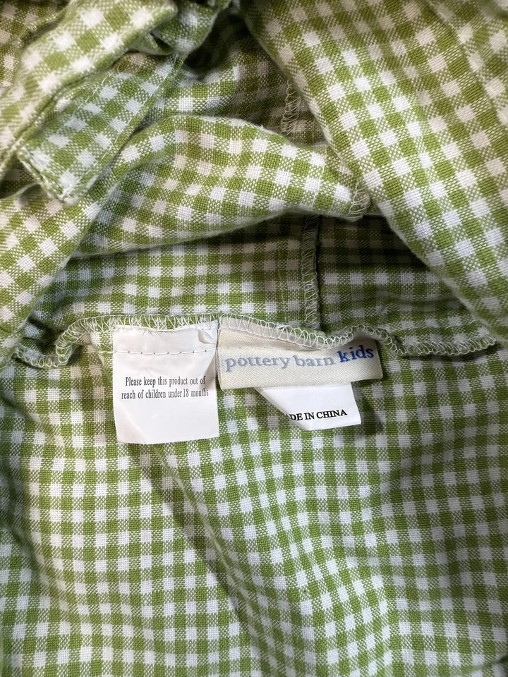Детская корзина Pottery Barn с подкладкой из зеленой клетчатой ткани для хранения в детской комнате - Изображение 4 из 4