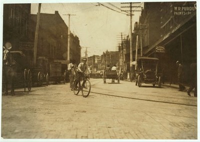 Danville Virginia 1911 Postal Telegraph Boy Western Union Bicycle Street Scene