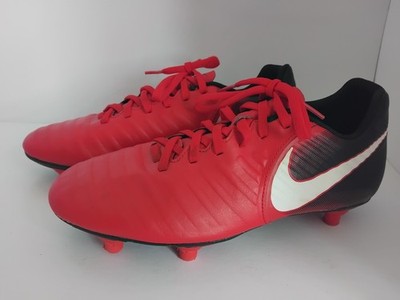 Nike Tiempo Ligera IV FG Fußballschuhe rot schwarz Größe UK 7,5 getragen Stollen
