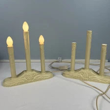 Lot of 2 Candelabra 3 Light Window Electric Candles Candolier Christmas - Tested