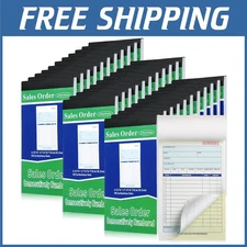 34 Invoice Copies, Carbonless Receipt Book 4.18x7.2 Inch