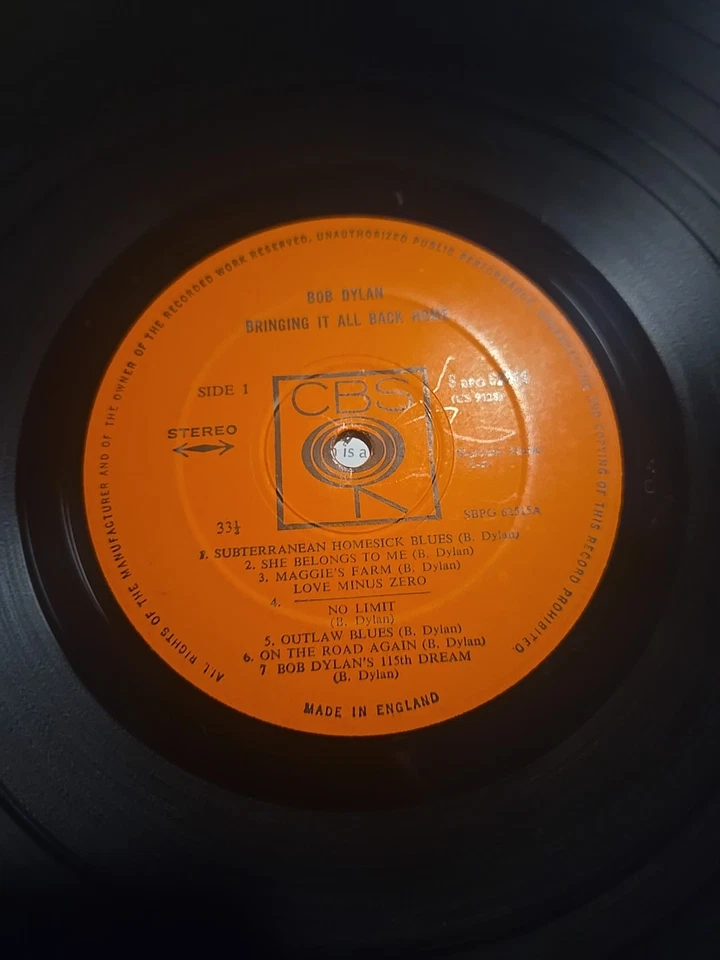 BOB DYLAN-BRINGING IT ALL BACK HOME 1965 CBS RECORDS ВЕЛИКОБРИТАНИЯ ИМП. SBPG 62515 VG+-VG - Изображение 4 из 4