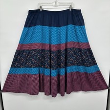 Vintage Carole Little Maxi Skirt Size 24 Flowy Patchwork Prairie Cottagecore