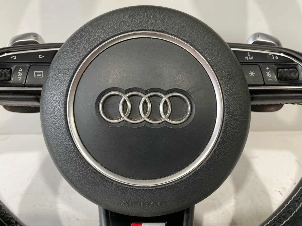 2015 2016 8V Audi S3 Flat Bottom Steering Wheel & Airbag Titanium Stitching (L) Foto 2 de 4