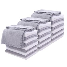30 Pack Microfiber Face Towel - Premium Soft Makeup Remover Cloths White-Gre...