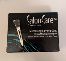 Salon Care Professional Metal Single Prong Hair Clip for Hair, Silver
