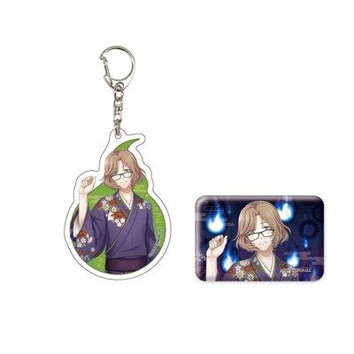 Bungo to 18 Nakano Shigeharu Hyakki Yako Acrylic Keychain & Square Can Badge Set