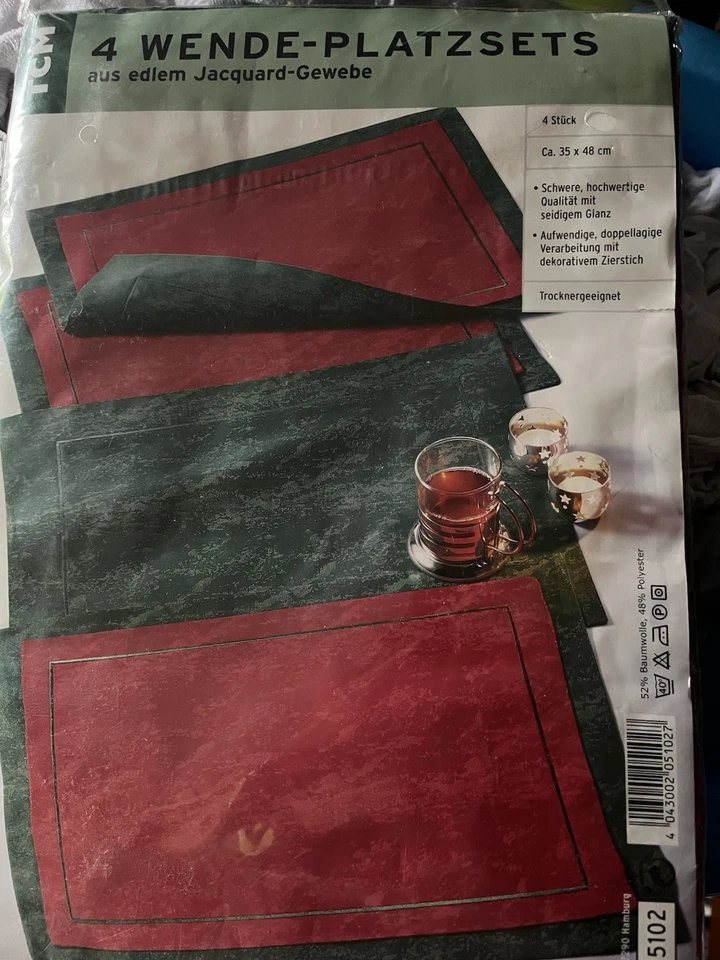 4 Wende - Platzsets Rot/Grün