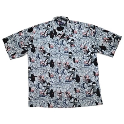 Vintage South Pole Killer Penguin AOP Button Up Shirt Hip Hop Mens XL Y2K Korea