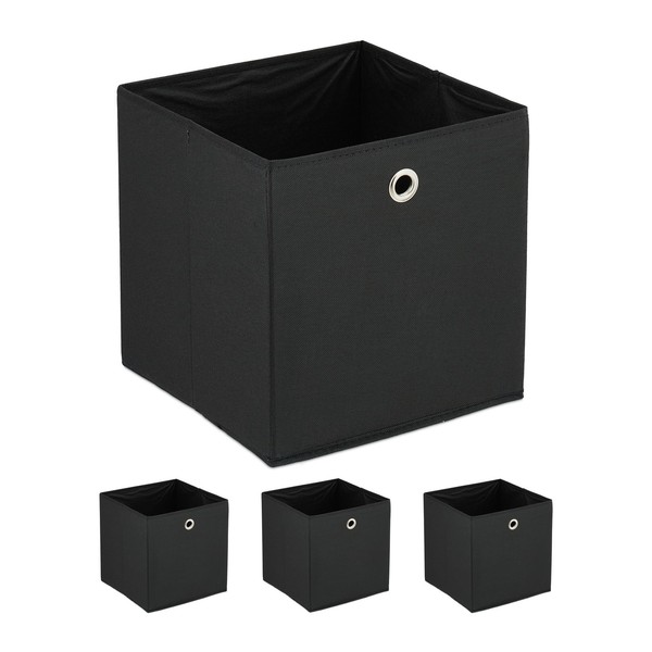 Aufbewahrungsbox Faltbox Ordnungsbox Regalbox 4 StüCk Schwarz 4Er Set Stoffkiste-image