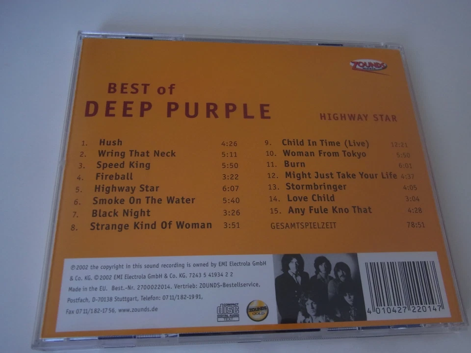 Deep Purple / Best of CD Zounds ( 24 Karat Gold ) - Bild 2 von 3