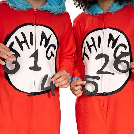 Dr. Seuss Thing 1 & 2 Pajama Costume Cosplay Interchangeable Patches for Unisex - Image 4 of 4