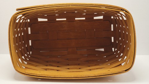 Vintage Handmade Henn Rectangular Wood Basket Signed T. H. MD2004 6-28 A.S. 2004 - Picture 7 of 16