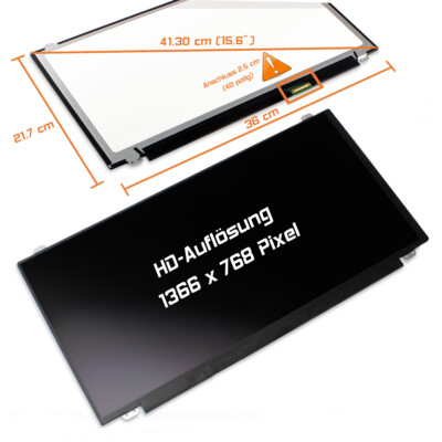 15,6'' LED Display matt passend für LG Display LP156WHU-TLAA WXGA HD 1366x768