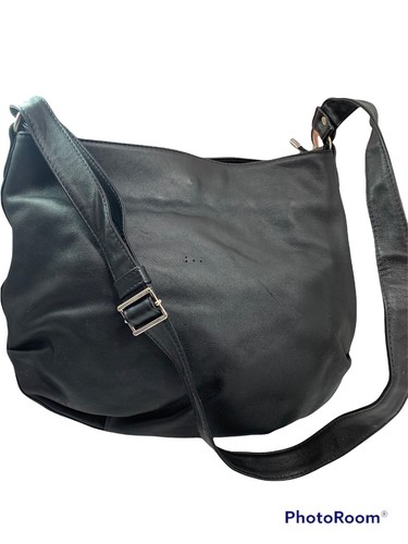 Rossi Firenze Crossbody Adjustible Shoulder Black Leather Roomy Bag 12x15x2”