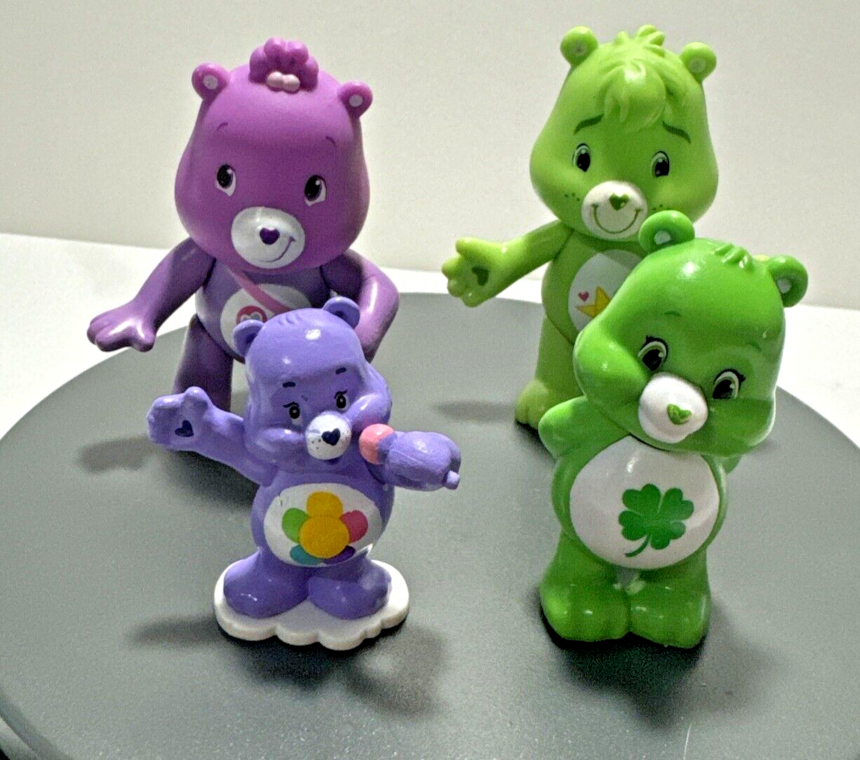 Care Bears TCFC PVC Figures Lot Of 4 Green Purple Good Luck Harmony