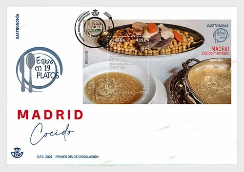 spain 2021 espagne 19 Dishes MADRID STEW gastronomy food vegetable meat ms1v FDC