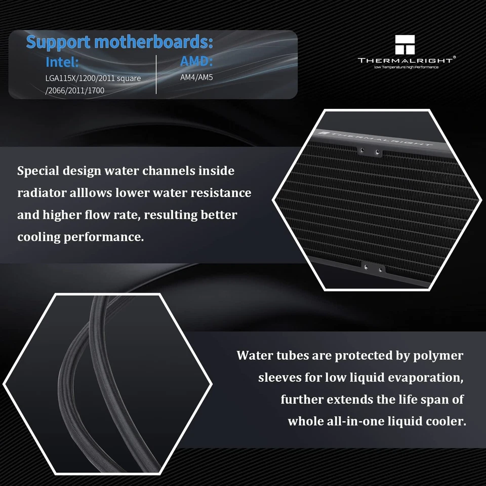 Thermalright Frozen Prism 240 Black Liquid CPU Water Cooler with 120mm PWM Fan - Image 3 of 4