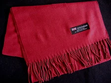 100% Cashmere Winter Scarf Scarve Scotland Warm Solid Burgundy Shawl Neck NEW