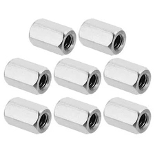 1/4"-20 UNC 304 Stainless Steel Hex Coupling Nuts 8Pcs 0.63" Length Fully Thr...