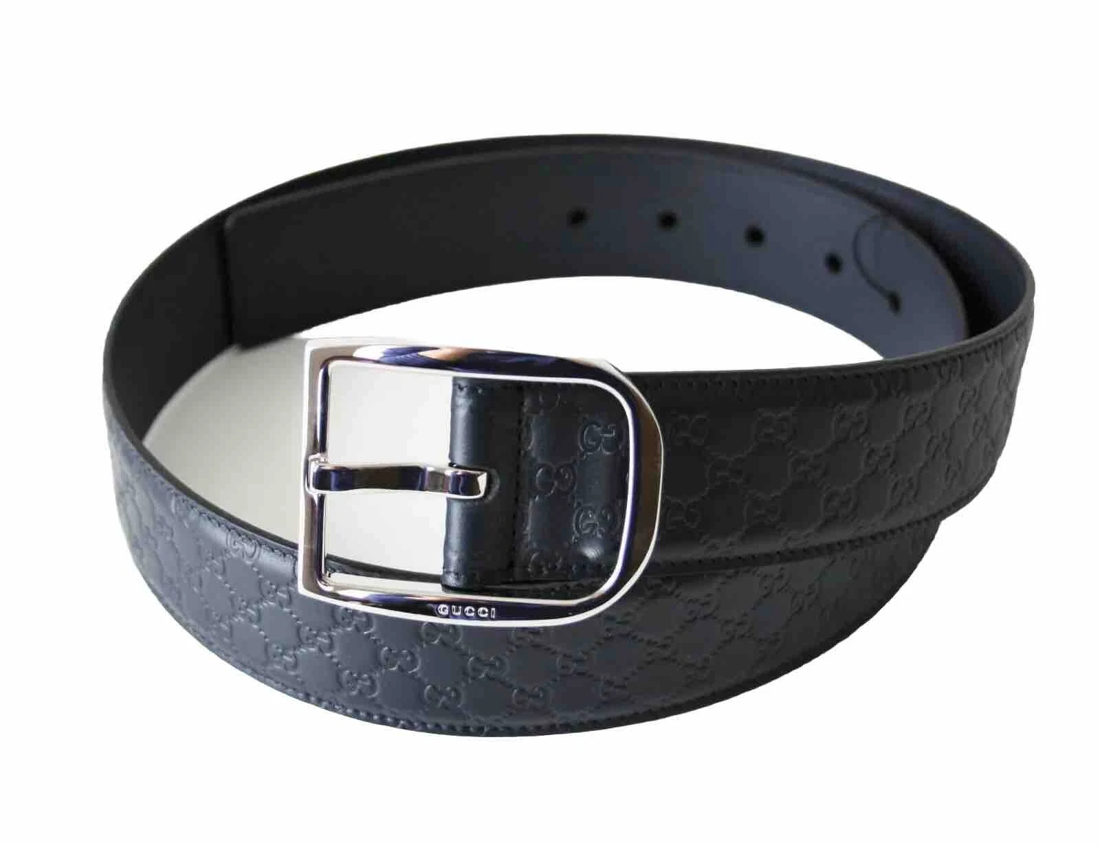 GUCCI CEINTURE ceinture cuir UNISEXE 449716 taille 90 bleu argent