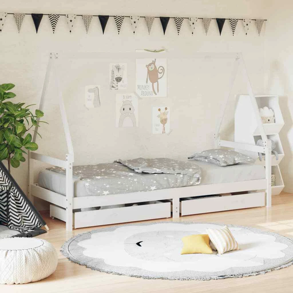 Bed frame with drawers white deals