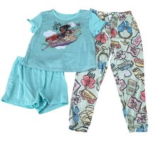 Disney Princess 3-Piece Pajamas Set Size Small 6-6X Girls Trip Pastel Colors