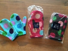 NEW Gap Kids Girls fleece Mittens polka dots pink blue green brown Christmas