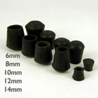 Round Black Rubber, Chair Table Feet Pipe Tubing End  Cover Caps 6 to 14 mm
