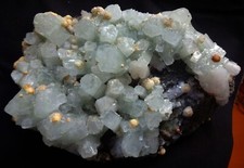 GYROLITE BALLS ON GREEN APOPHYLLITE CUBES FORMATION BASE SPECIMEN MINER