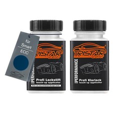 Autolack Lackstift Set für Smart ECC Exciting Blue Metallic Basis Klarlack