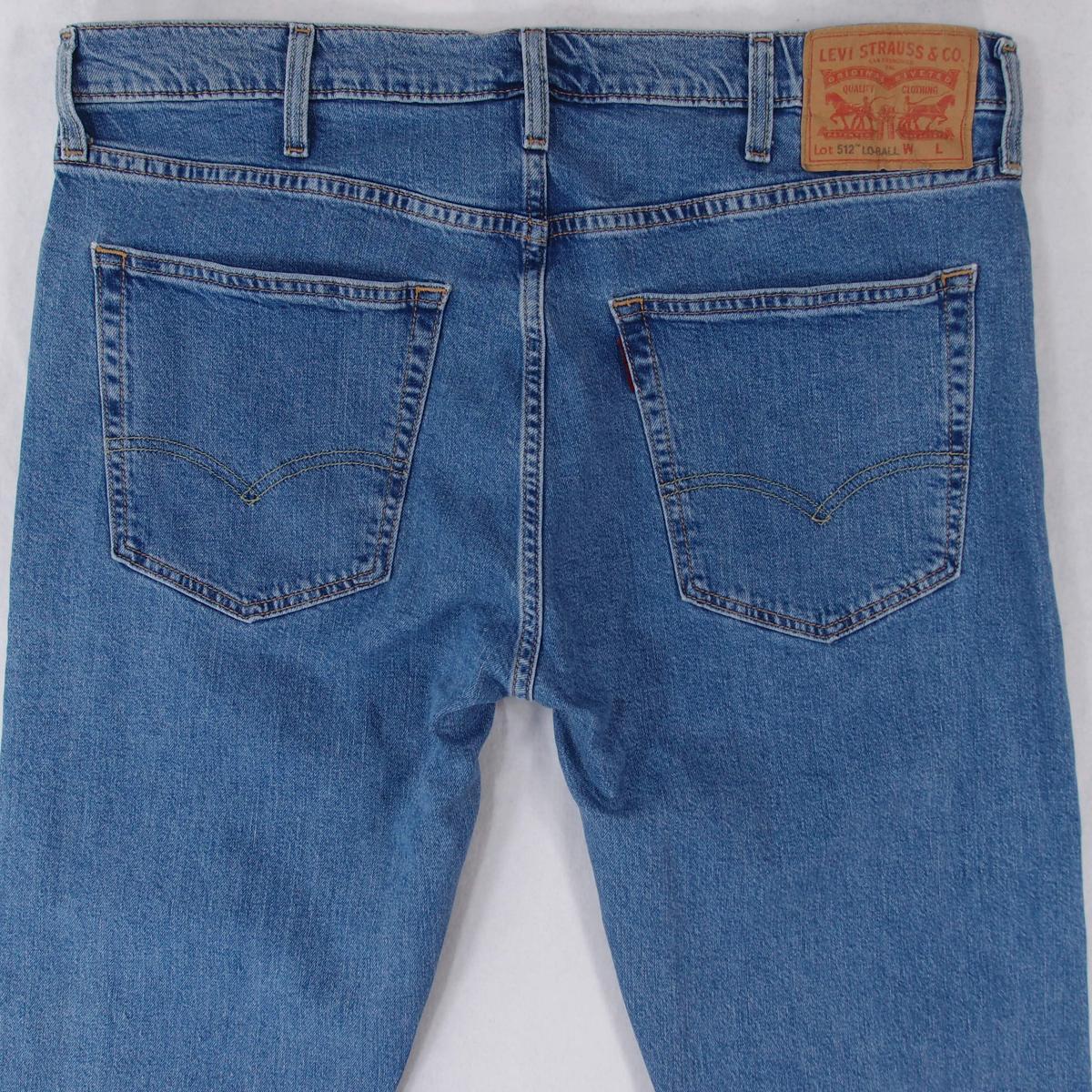 Uomos Levi's 512 LOW BALL A5999 Slim Affusalato Elasticizzato Blu Jeans W40  L34
