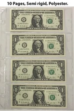 10 Archival 4 Pocket Album Pages For Currency Notes Modern World Bill / Dollar $