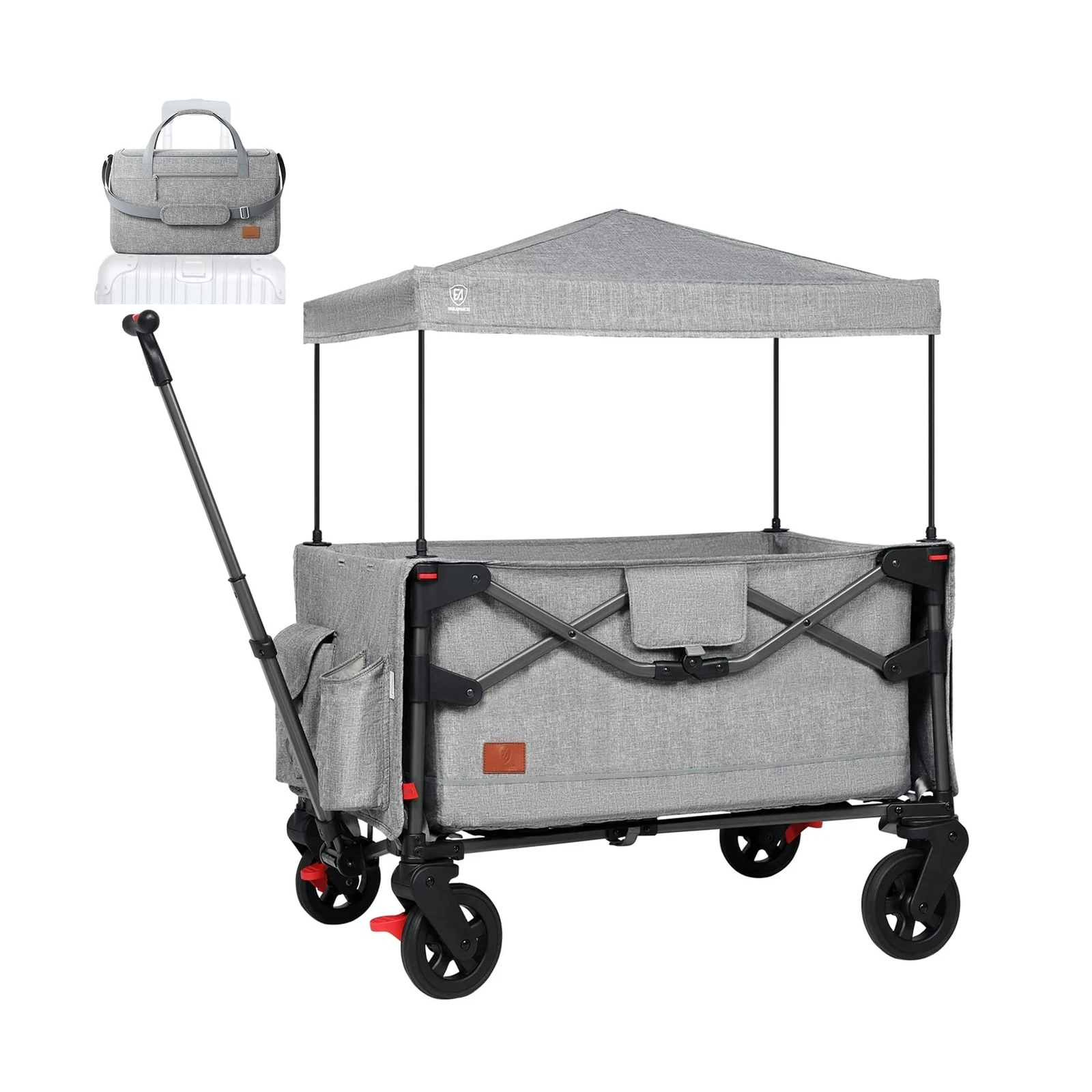 EVER ADVANCED Foldable into Bag Travel Wagon Stroller for 2 Kids & Cargo, Col...