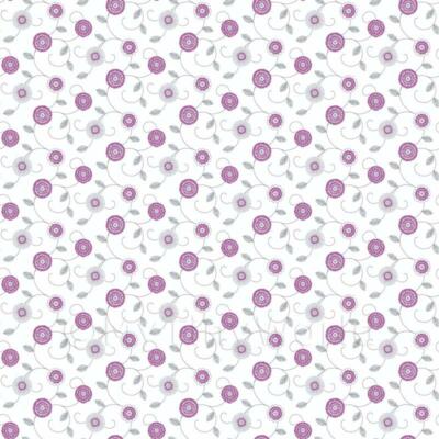 Miniature Dollhouse Round Purple and White Flower Wallpaper