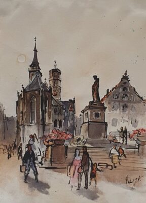  Stuttgarter Platz , Berlin, 1955, Norbert Gerd Hartmann, Gemälde/Aquarell, g...
