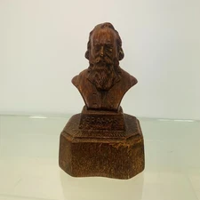 Vintage THORENS BRAHMS Wood Bust Wind Up Music Box Swiss Made Hand Crafted