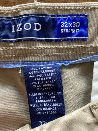 NWT IZOD PERFORMANCE SPORTFLEX MEN'S PANTS STRAIGHT FIT FLAT FRONT 32 x 30 - Picture 5 of 5