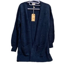 FAT FACE Womens BELLA BOBBLE Open Cardigan Sweater Sz 2 Navy Blue NWT