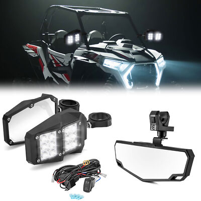 Rear View Side Mirrors w/ LED+Center Mirror For Honda Talon 1000R 1000X Pioneer