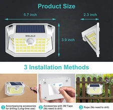Solar Motion Sensor Light 188 LED 270� Wide Angle IP65 Waterproof for Yard Patio