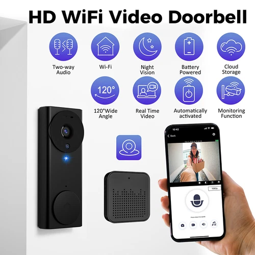 Wireless Security Smart WiFi Doorbell Intercom Video Camera Door Ring Bell Chime - Picture 6 of 11