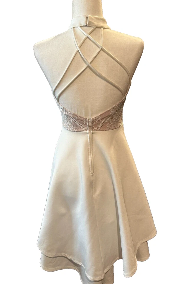 Vestido Jodi Kristopher Juniors Desnudo Encaje Talla 9 Formal Baile de graduación Fiesta Cóctel Foto 2 de 3