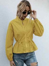 Giacca donna corta spolverino comodo elegante trench zip giallo pioggia 4896