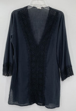 La Blanca Women’s Black Long Sleeve Coverup Dress Size Medium 100% Cotton