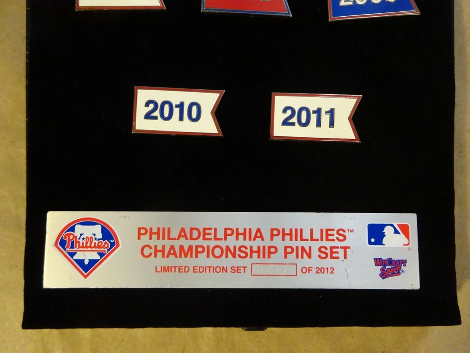 Philadelphia Phillies Championship Pin Set Banners 2007, 2008, 2009, 2010, 2012 - Image 4 of 4