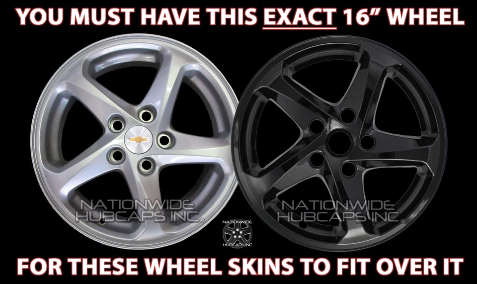 Tapacubos tapacubos tapacubos de aleación 4 aptos Chevy Malibu LS 2016-2018 negro 16" Foto 2 de 4