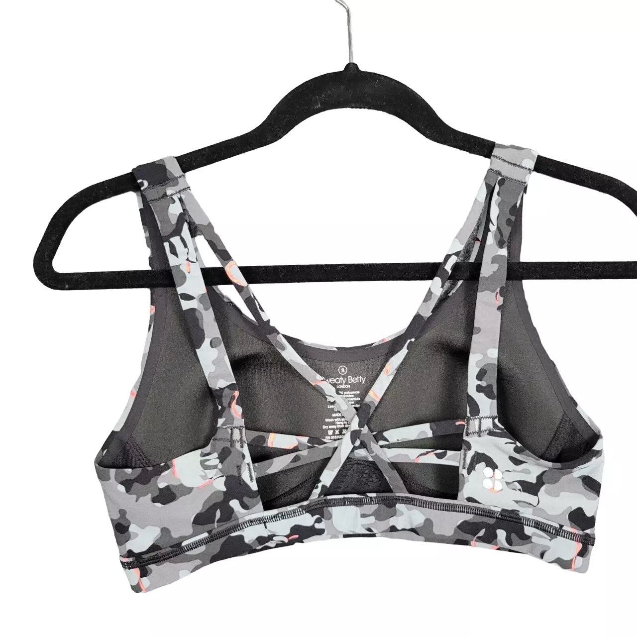 sweaty-betty camo lightly padded crisscross infinity tank-bra