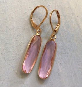 Authentic rose Quartz gold plated Sundance charm drop earrings Artisan Jewelry